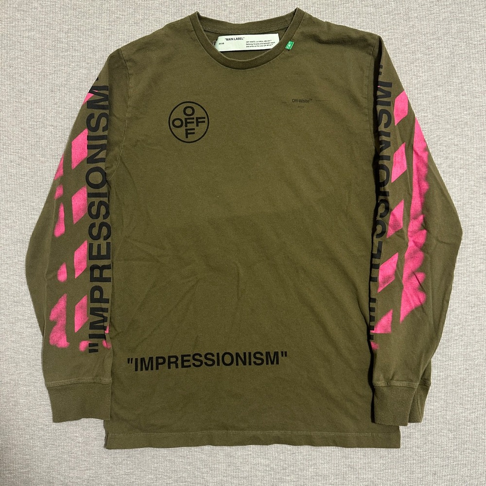 Off-White Impressionism 99 Arrows Long Sleeve Shirt Olive Green OMAB001R19185015